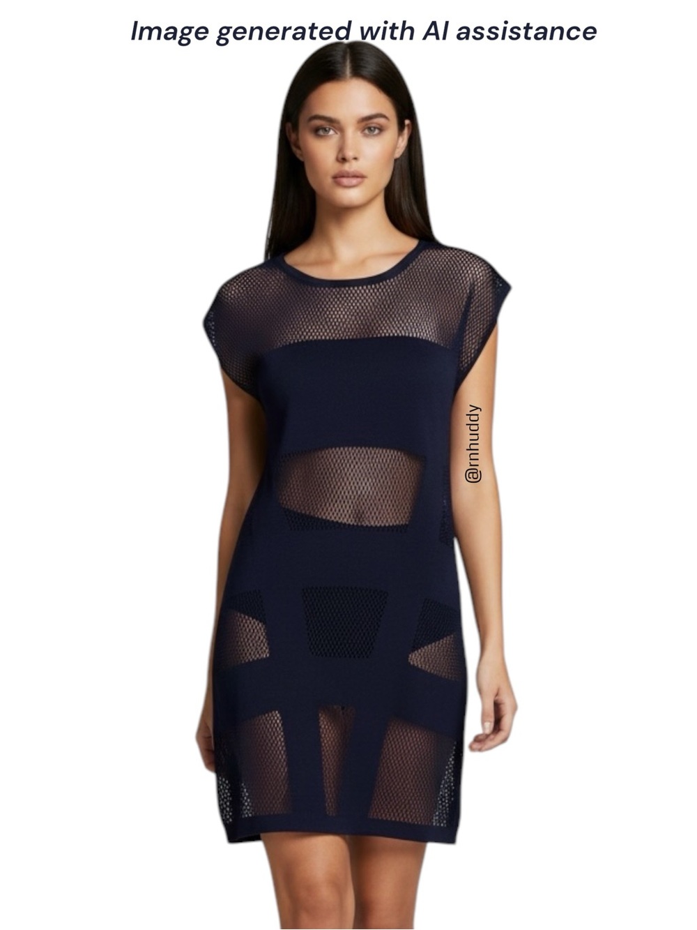 JETS by Jessika Allen size 10 navy Parallels mesh coverup dress